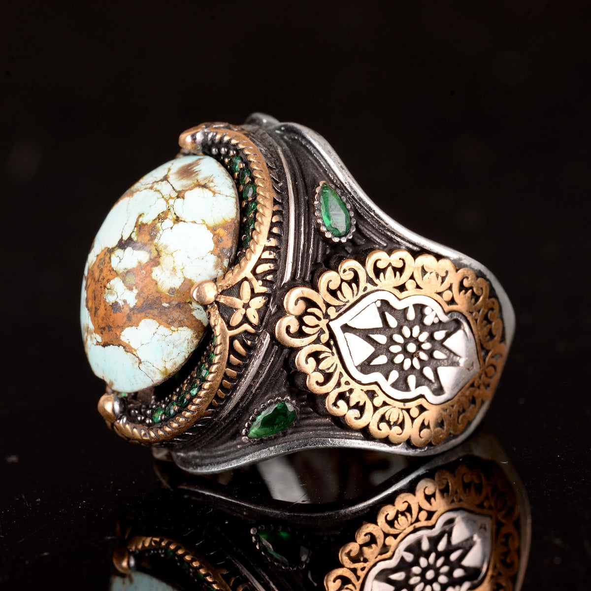 Natural Arizona Turquoise Stone Ring (Model-16) — 5