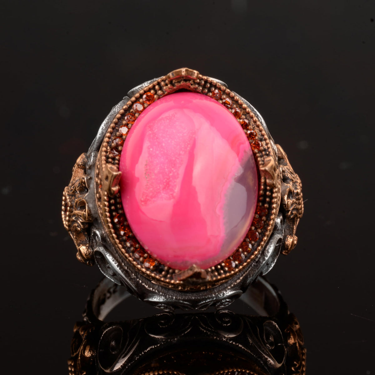 Natural Drusy Crystal Quartz Ring, 925 Sterling Silver — 6