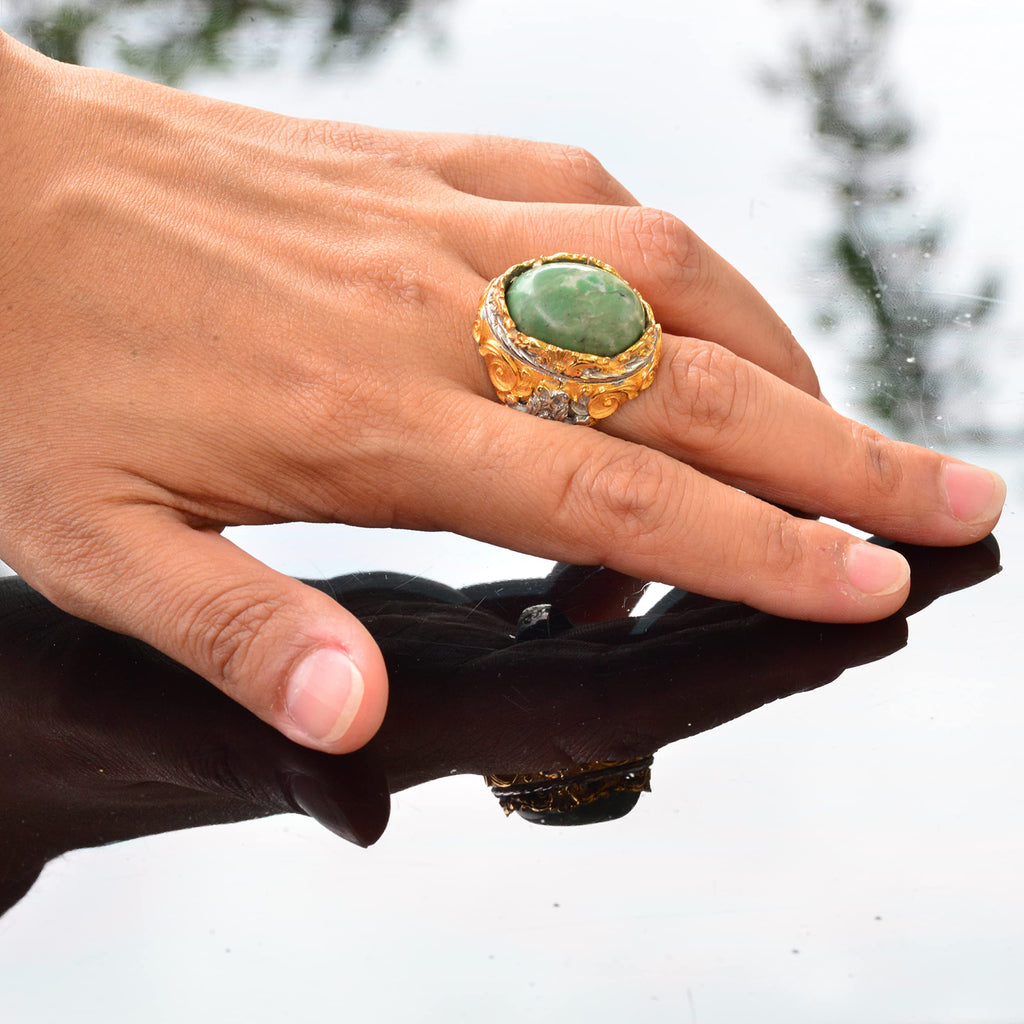 Natural Cryosprase Stone Ring — 6
