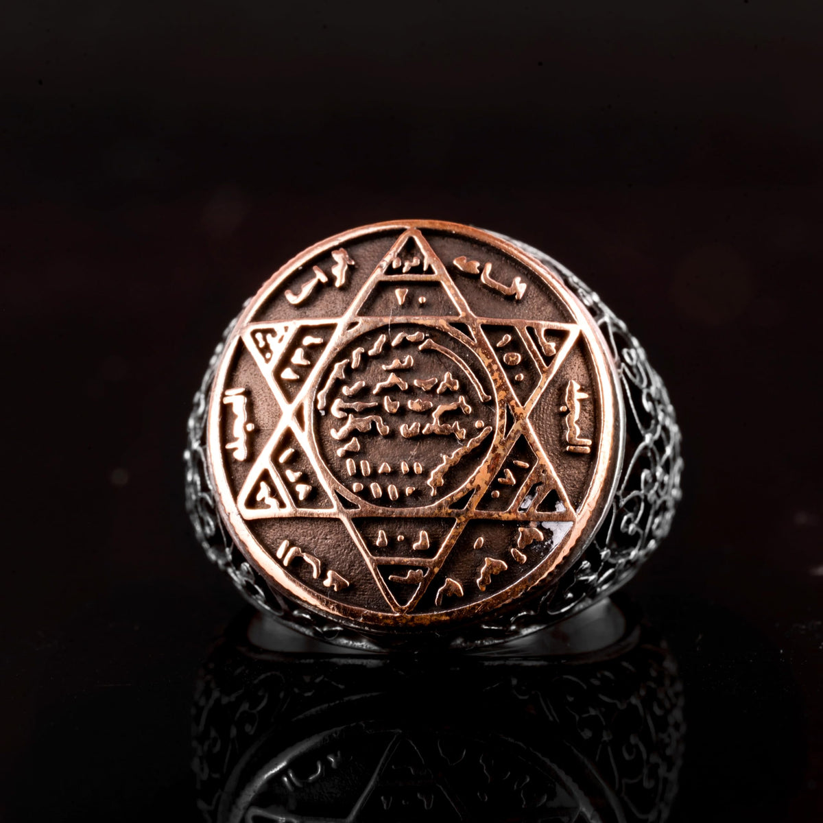KAMBO Handmade 925 Sterling Silver Star of David Ring, King Solomon Seal Jewish Symbol, Adjustable Size, Vintage Stateme