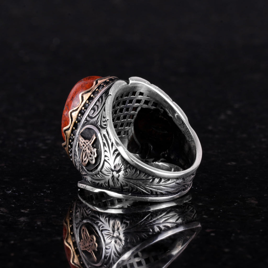 Ottoman Monogram Silver Ring — 6