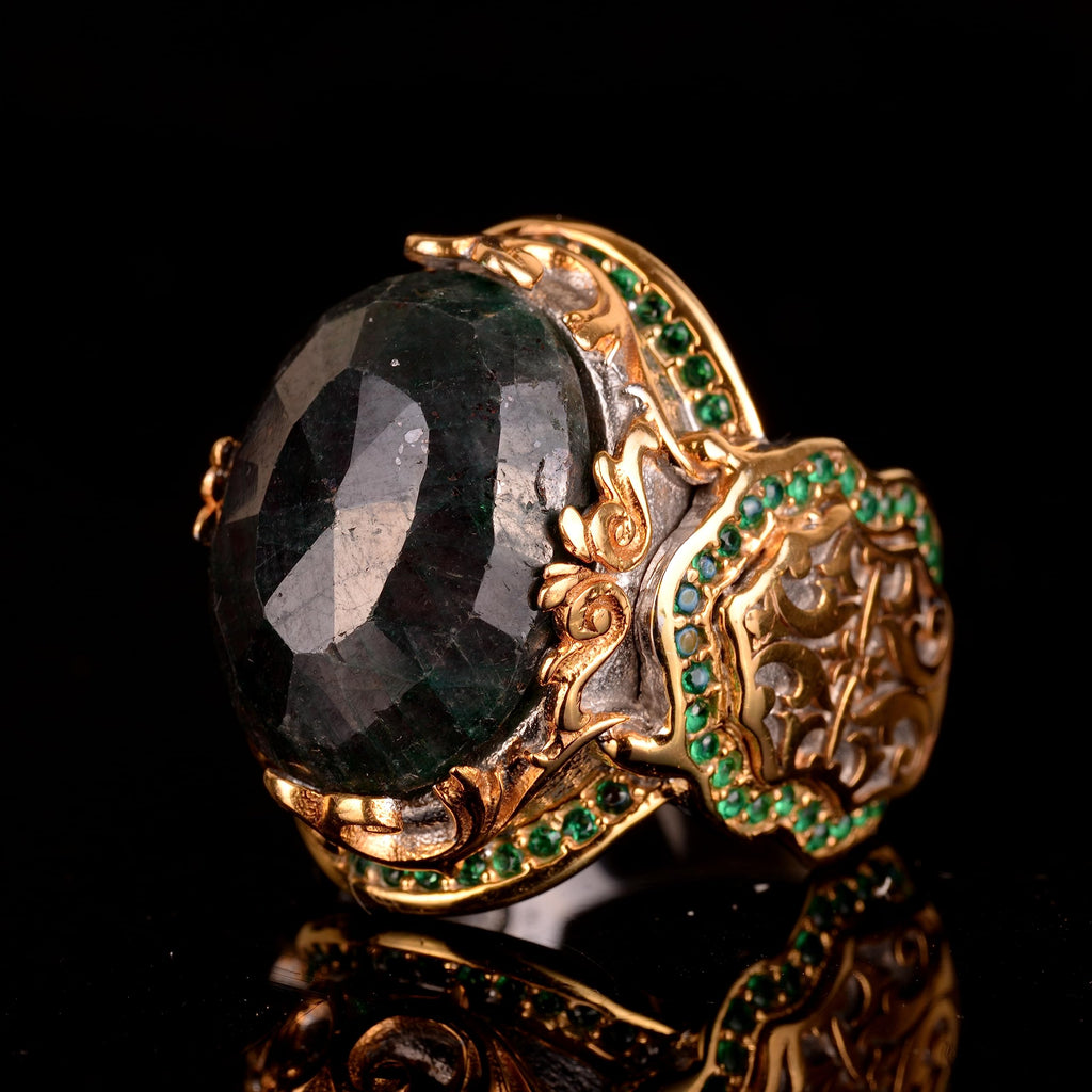 Natural Stone Ring - 925 Sterling Silver Handmade Sultan Ring — 8