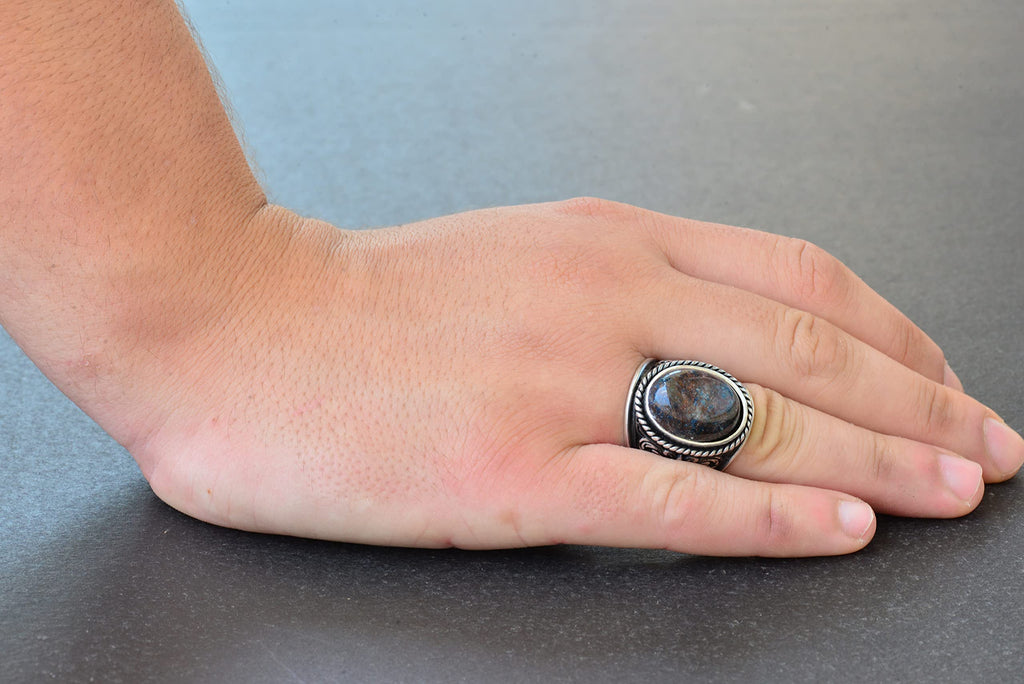 925 Sterling Silver Ring - Natural Stone Options (Pietersite) — 6