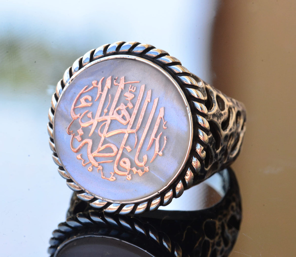 925 Sterling Silver Ring - Men's Islamic Ring - Symbols Ring — 5