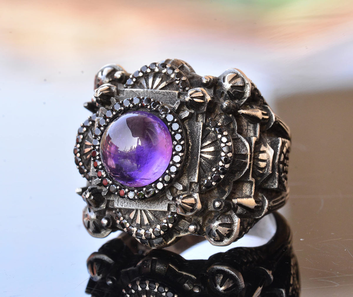 Luxury 925 Sterling Silver Ring - Natural Amethyst Stone — 3