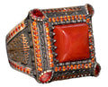 Natural Red Agate Stone Ring - Silver Men's Sultan Ring