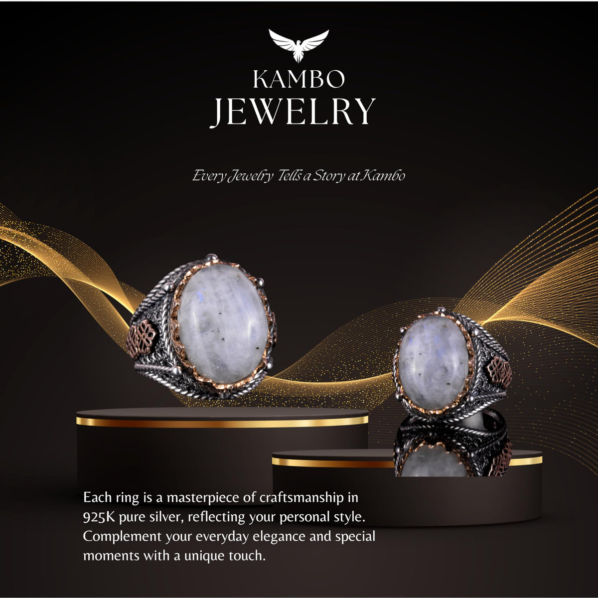 Natural Moonstone Gemstone Ring — 7