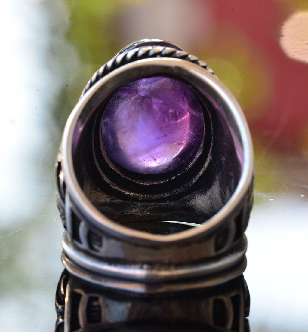 Elegant Stone Collection: 925 Sterling Silver Ring - Natural Stone Selection (Amethyst) — 5