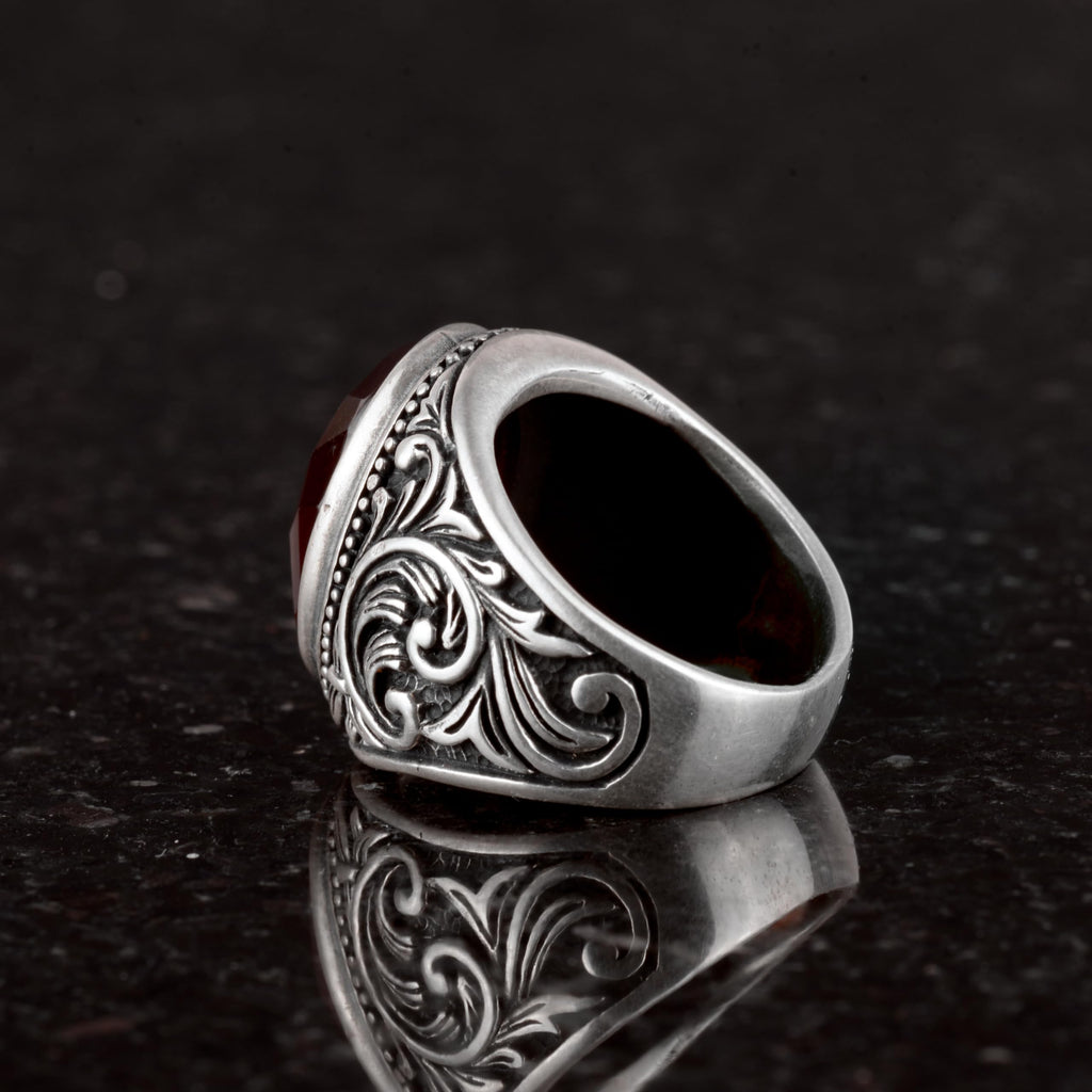 Natural Garnet Stone Ring - 925 Sterling Silver — 6