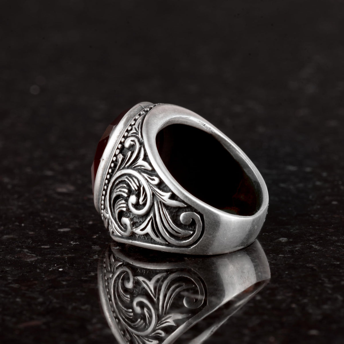 Natural Garnet Stone Ring - 925 Sterling Silver — 6