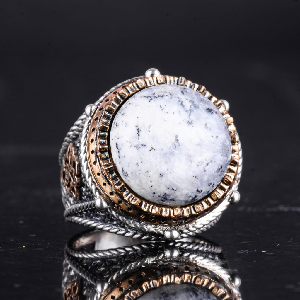 Natural Agate Stone Handmade Ring - 925 Sterling Silver Ring — 5