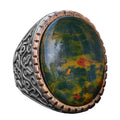 Handcrafted Natural Bloodstone Silver Large Men's Ring - Symbol of Courage and Strength