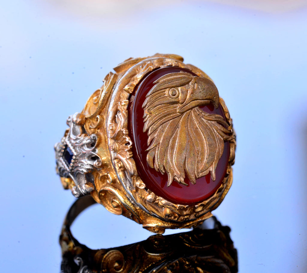 Handmade Hawk Ring - 925 Sterling Silver Gold Plated — 3