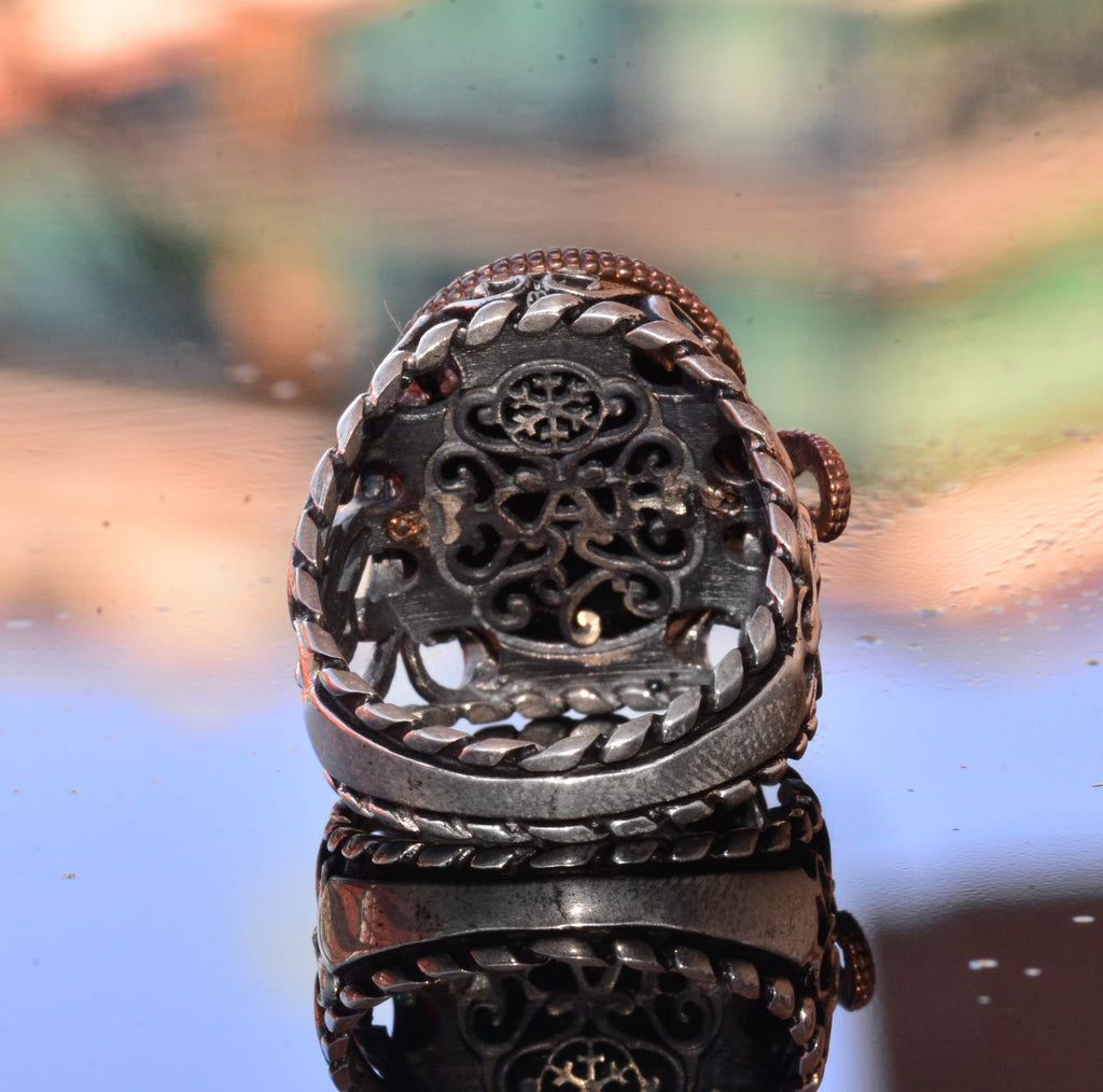 925 Sterling Silver Men's Ring - Snake Design - Seal Ring (Pyramid Eye) — 8