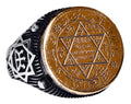 Silver Ring - Gold Detailed Star of David Charm
