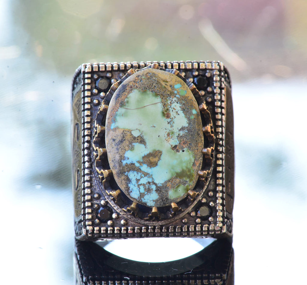 Islamic Silver Ring with Real Arizona Turquoise Stone — 2