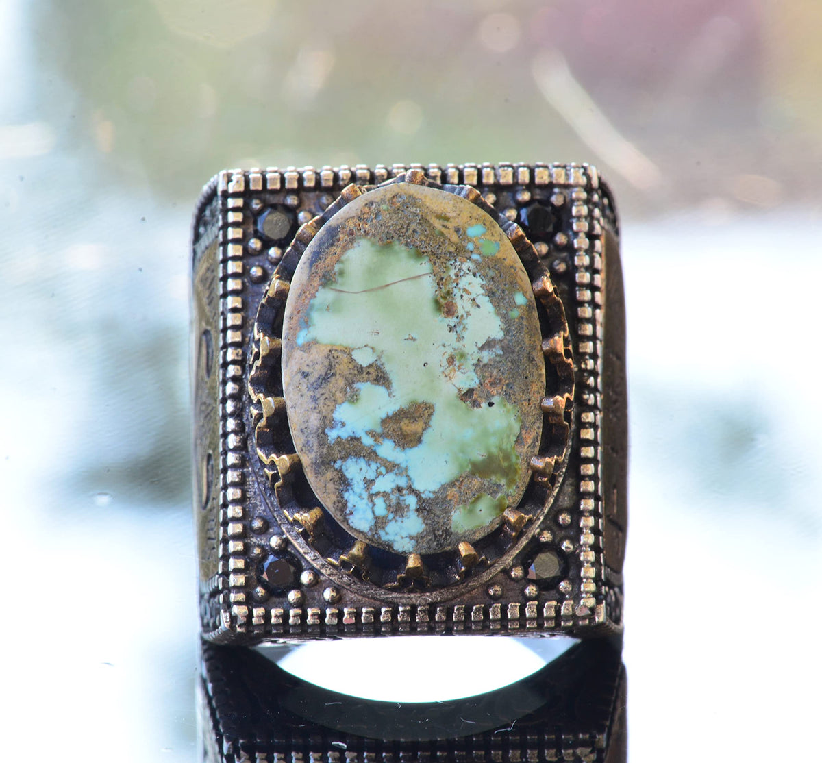 Islamic Silver Ring with Real Arizona Turquoise Stone — 2