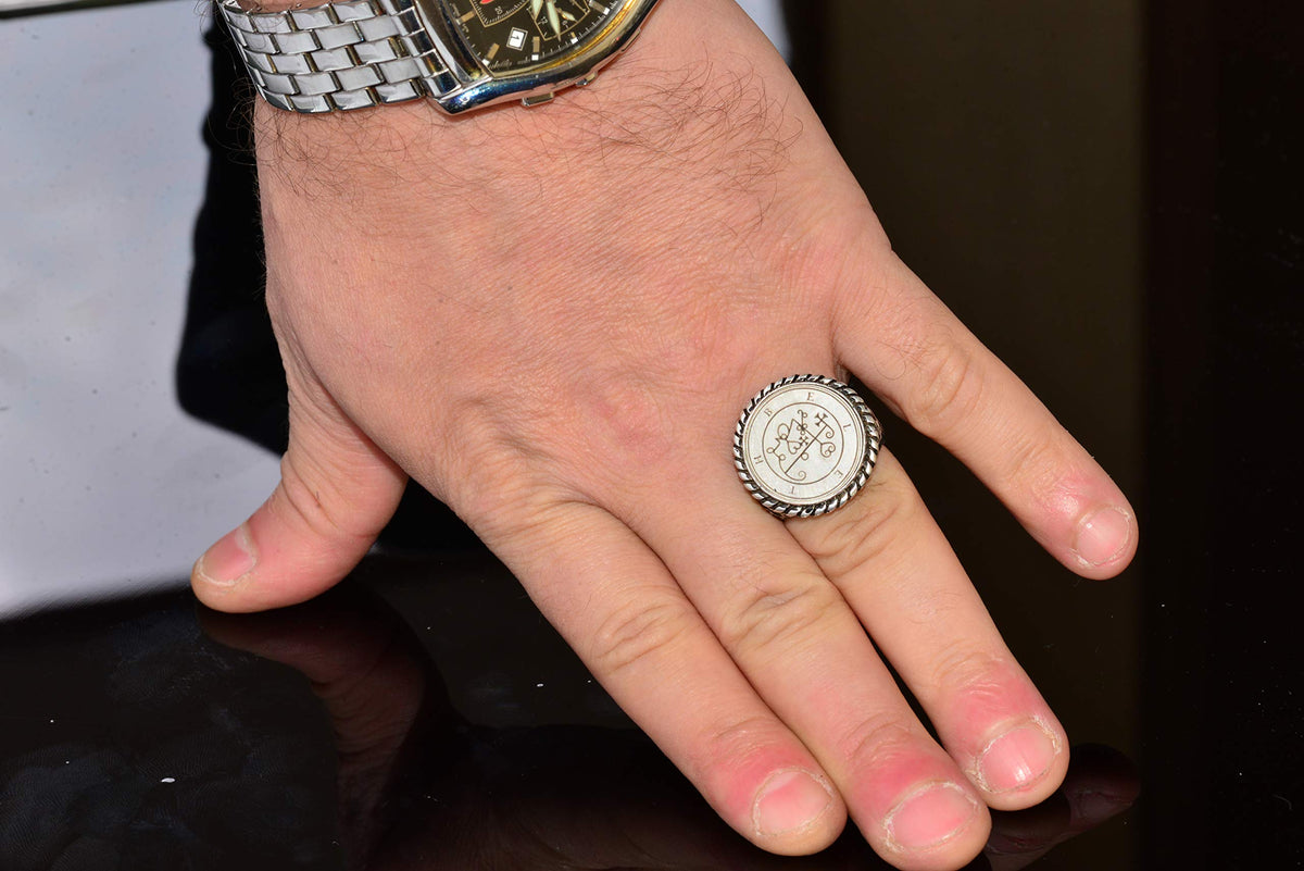 Men's Silver Ring - Occult Seal Talisman, Fine Craftsmanship Design — 7