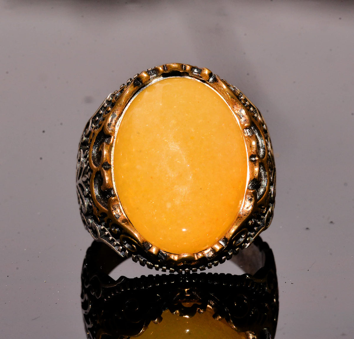 Natural Yellow Agate Ring — 2