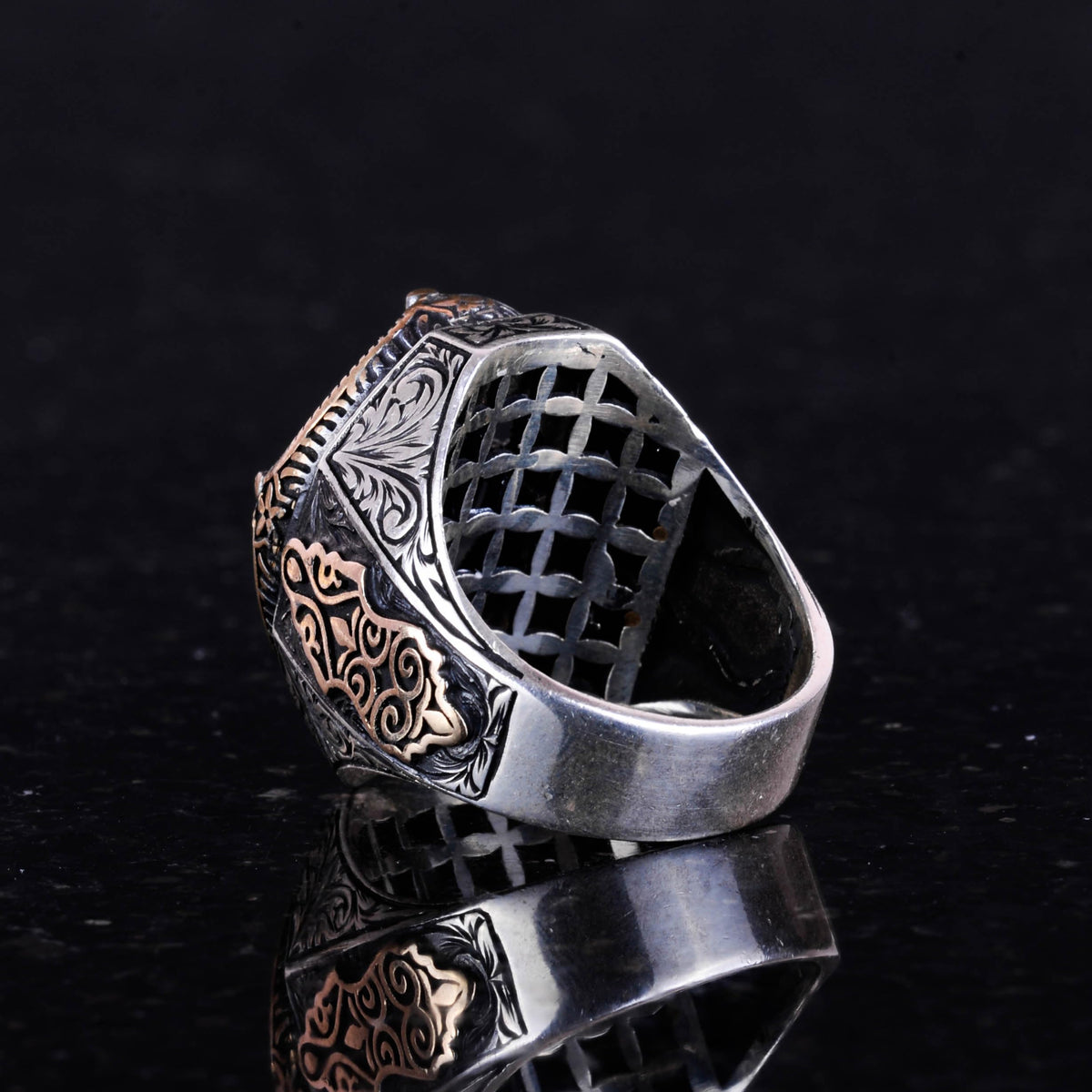 Natural Onyx Stone Ring - 925 Sterling Silver Men's Ring — 7