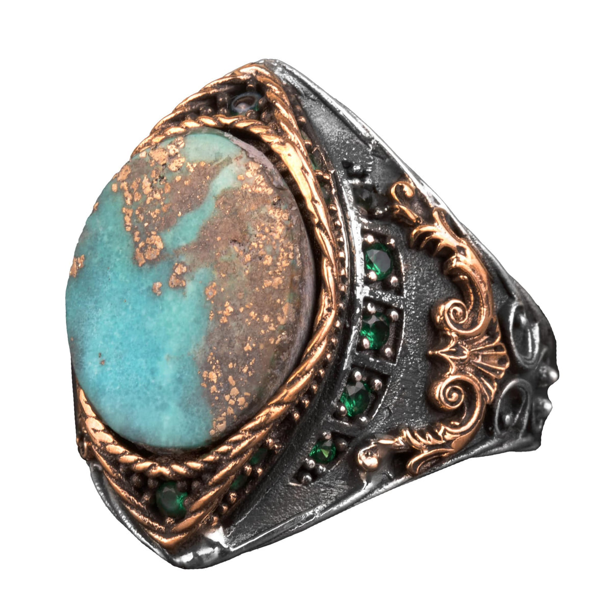 Arizona Turquoise Stone Ring, Sultan Ring, 925 Sterling Silver Ring