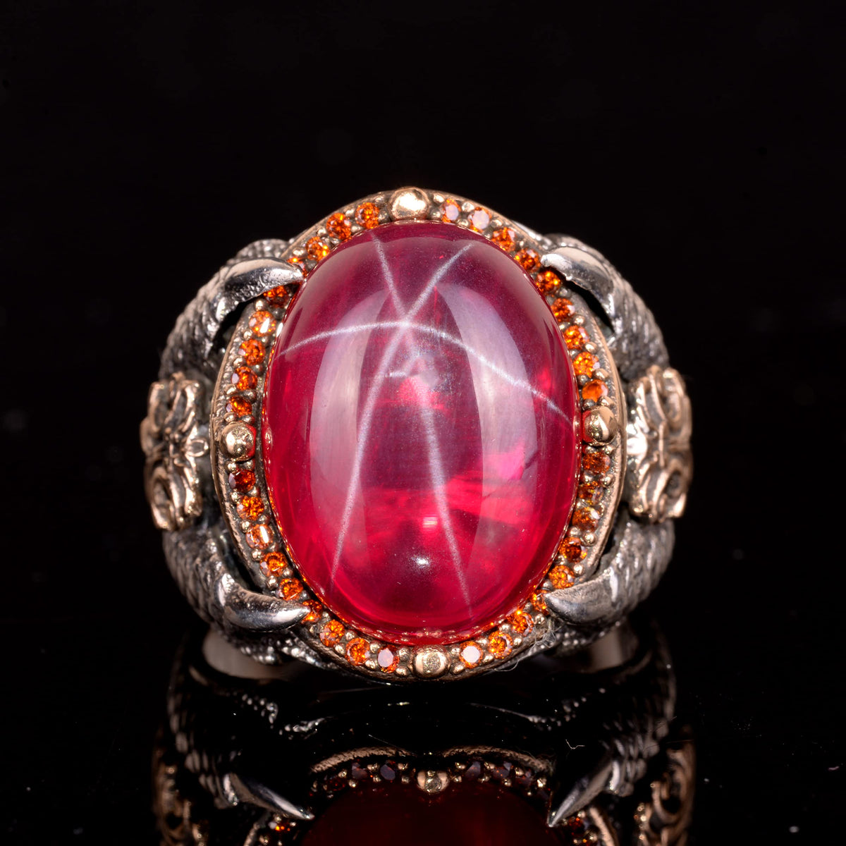 Natural Star Ruby Stone Ring, 925 Sterling Silver Ring (Model-2) — 3