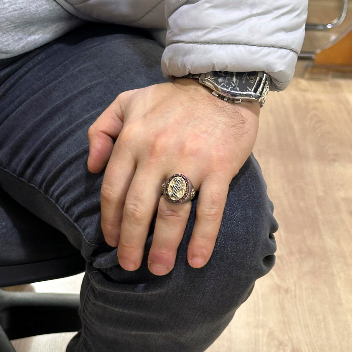 925 Sterling Silver Monogram Ring - Custom Handmade Men's Ring — 4