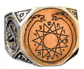 KAMBO Men's Masonic Ring Handmade 925 Sterling Silver Jewish Magic Ring with Double Headed Dragon Design Vintage Stateme