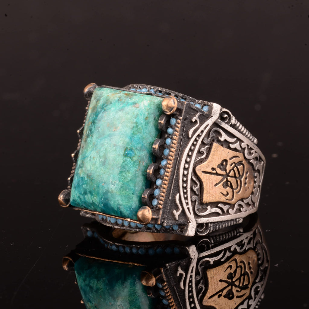 Natural Azurite Stone Ring, 925 Sterling Silver Ring — 6