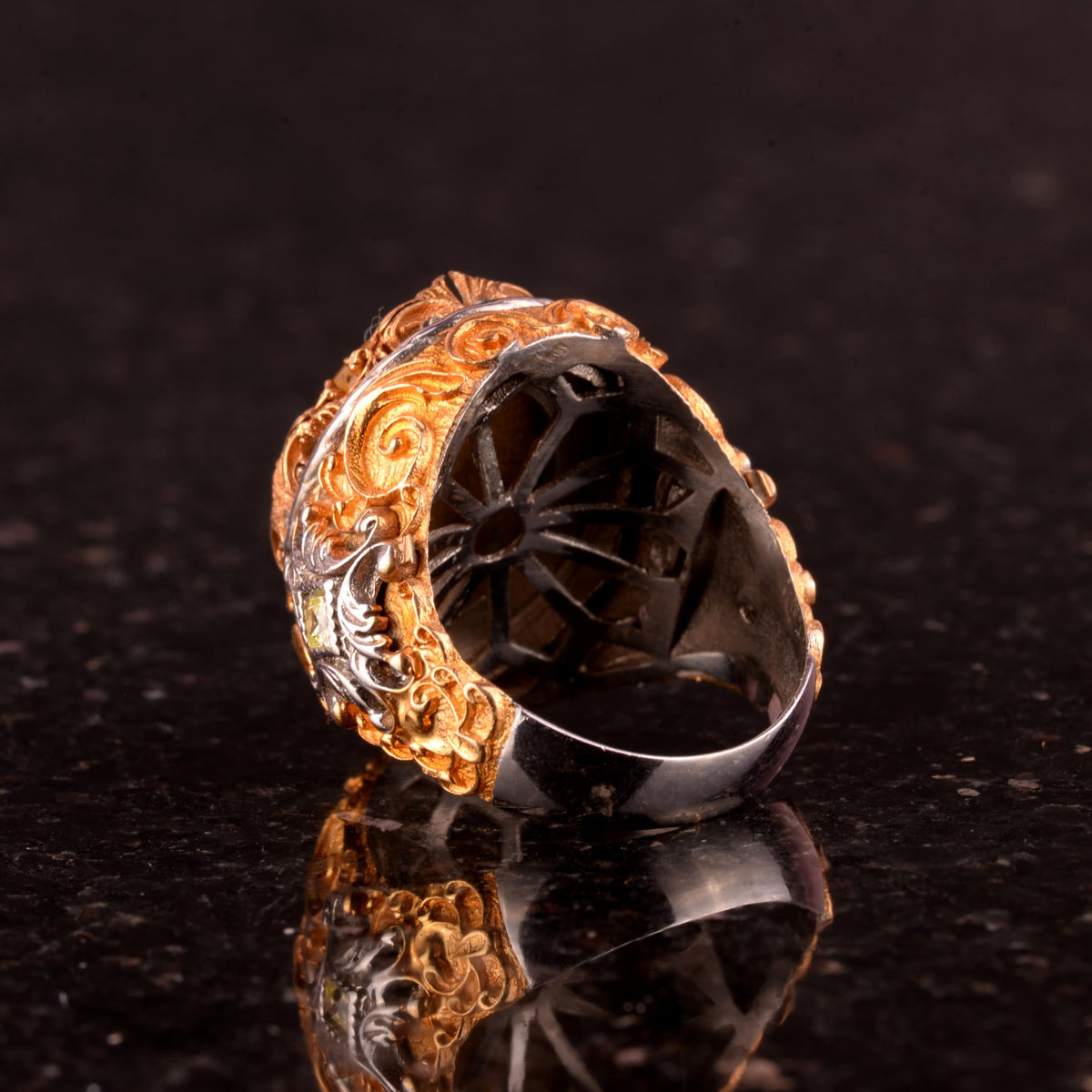 925 Sterling Silver Natural Amber Stone Men's Ring - Handcrafted Vintage Style Jewelry — 5