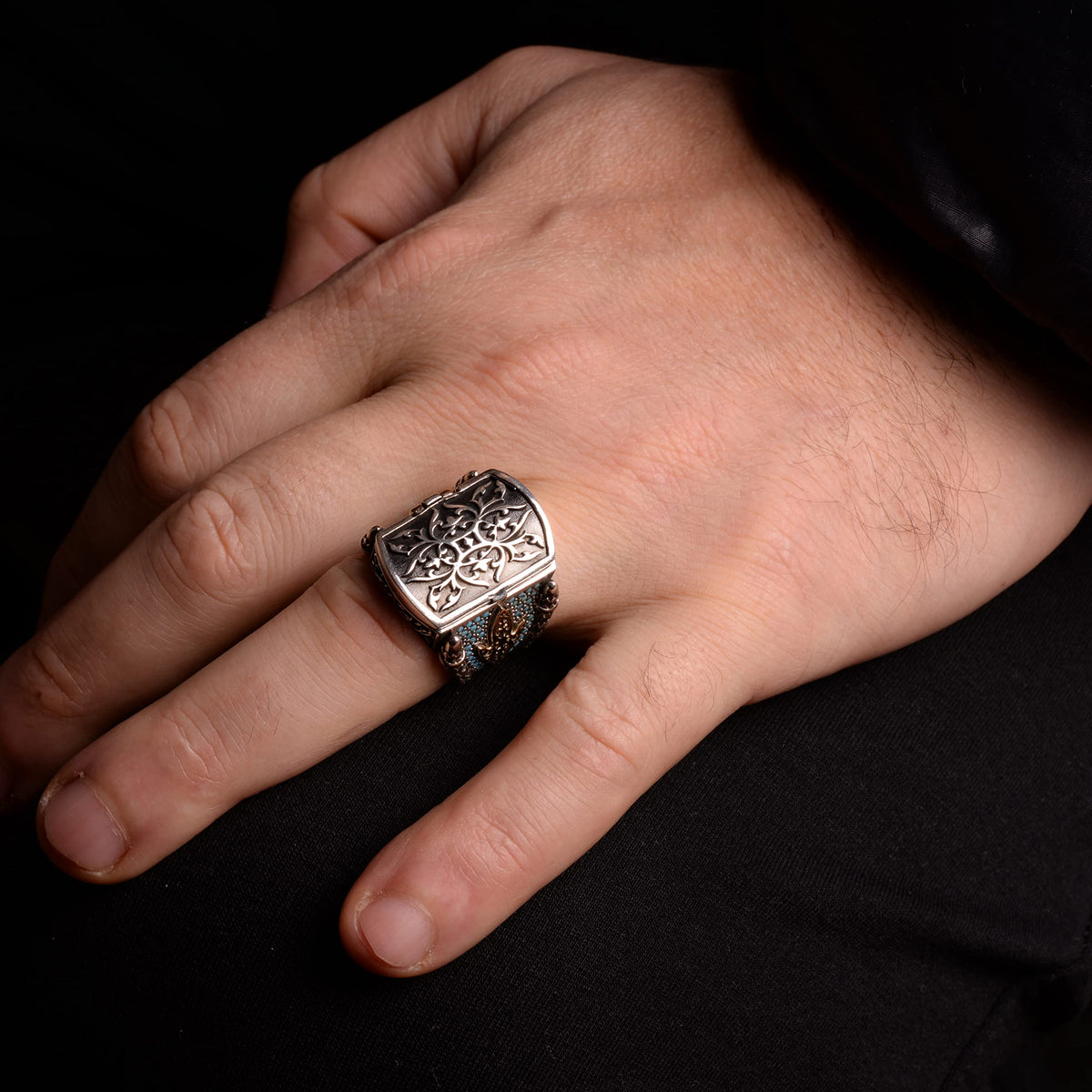 Knight Ring, King's Ring, 925 Sterling Silver Men's Ring with Hidden Cover — 6
