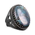 Natural Stone Ottoman Monogram Ring - 925 Sterling Silver