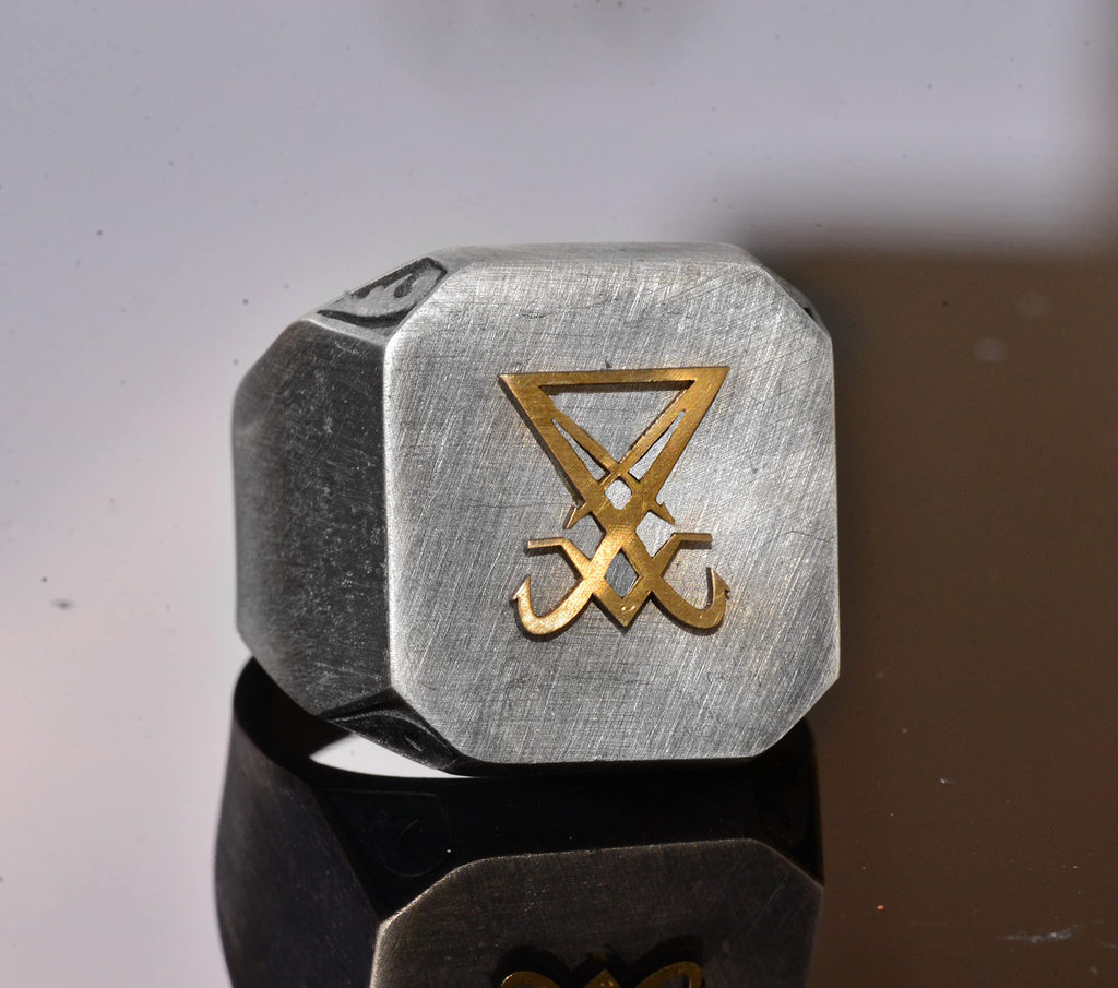 925 Sterling Silver Men's Ring - Seal Ring - Handmade Ring (Satanic) — 3