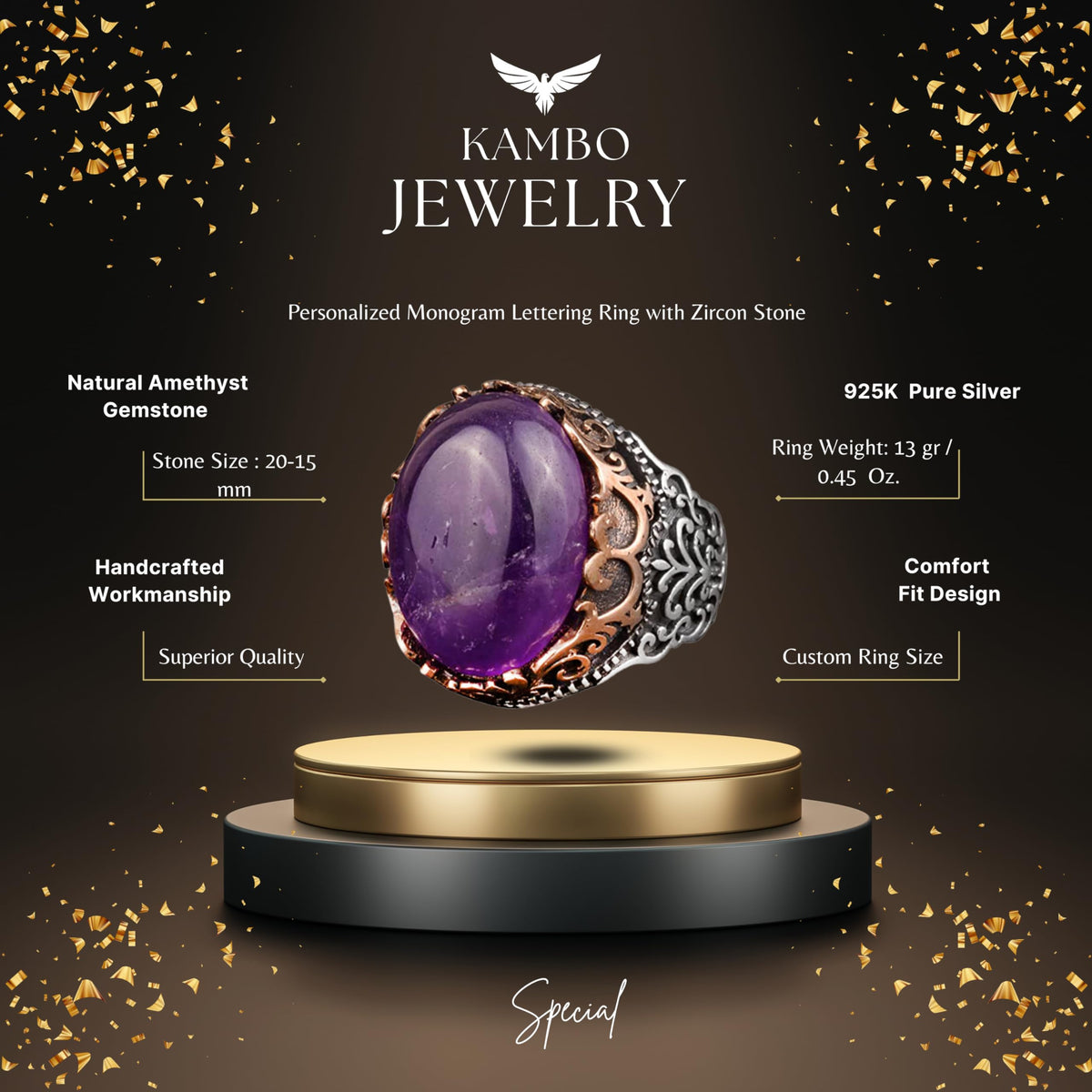 Natural Amethyst Stone Ring — 2