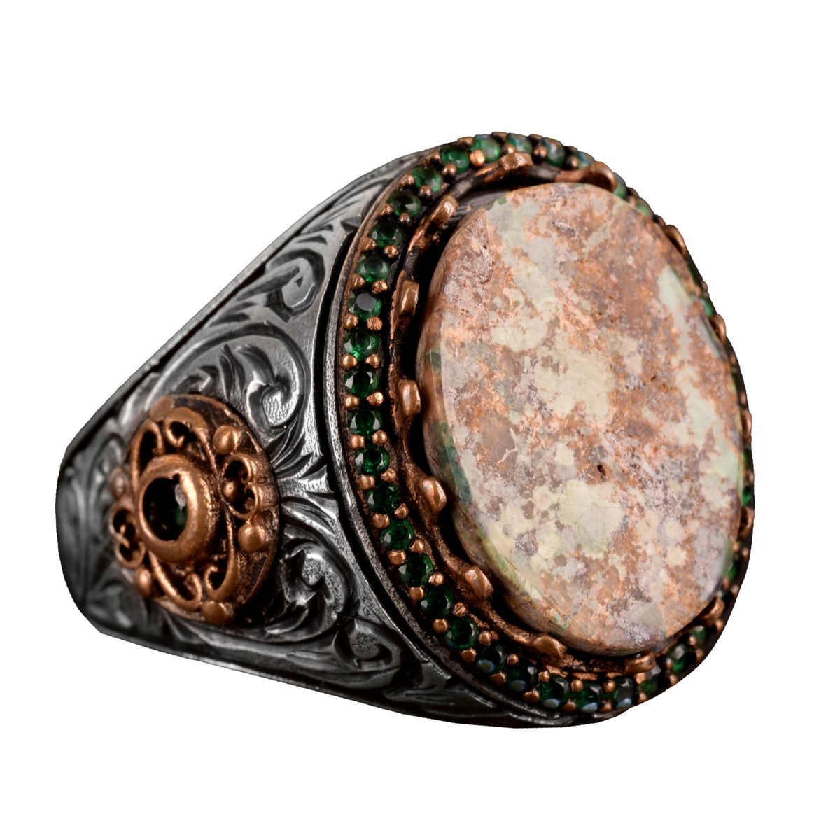 Men's Handmade Real Natural Arizona Turquoise Stone Ring, 925 Sterling Silver Ring