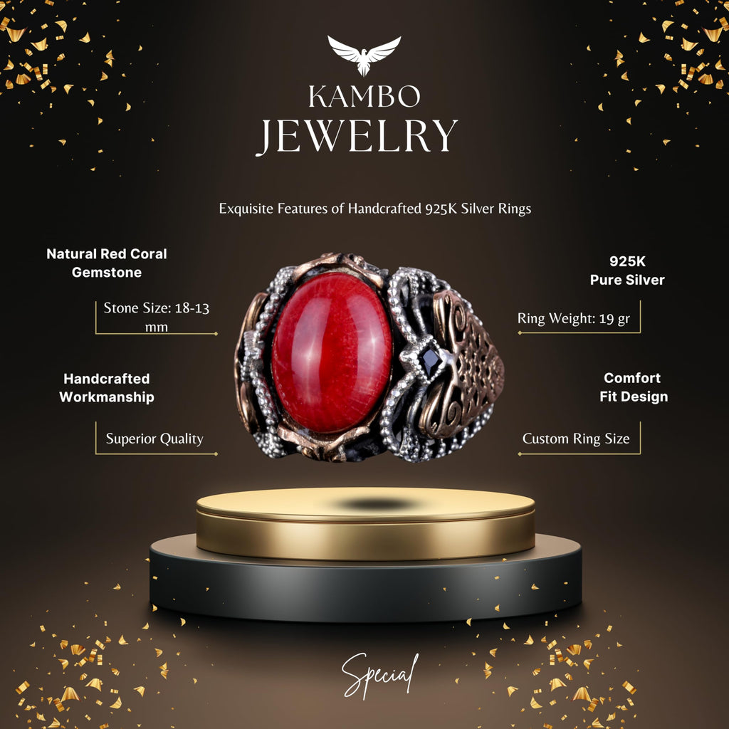 Natural Coral Stone Ring — 6