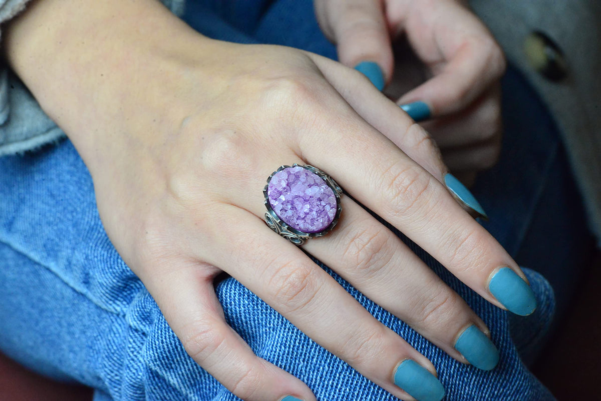 Drusy Quartz Stone Ring — 3