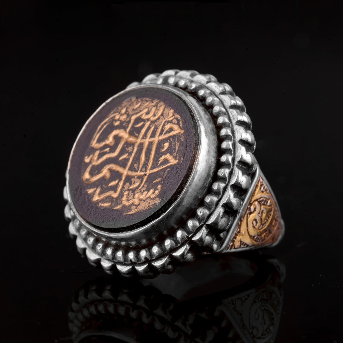 KAMBO Real Natural Agate Gemstone Ring, Handmade 925 Sterling Silver Ring, Islamic Accessories, Islamic Mens Jewelry, Oc