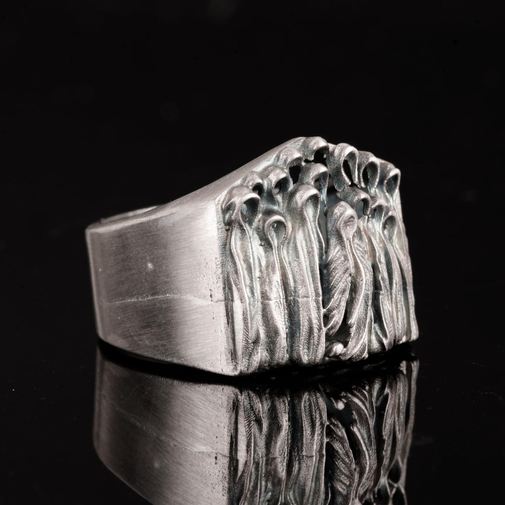 Silver Scary Ghost Handcrafted Ring — 2