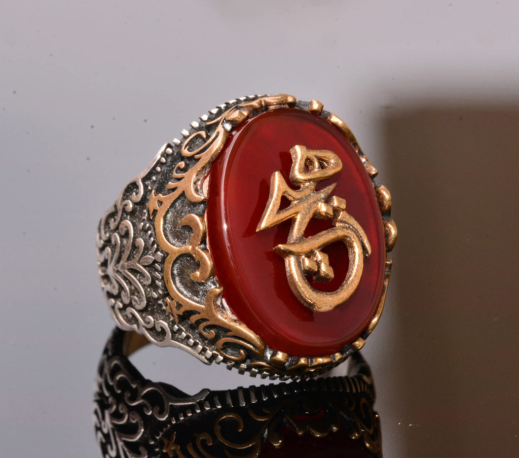 Natural Red Agate Stone Ring - 925 Sterling Silver (Model-2) — 3