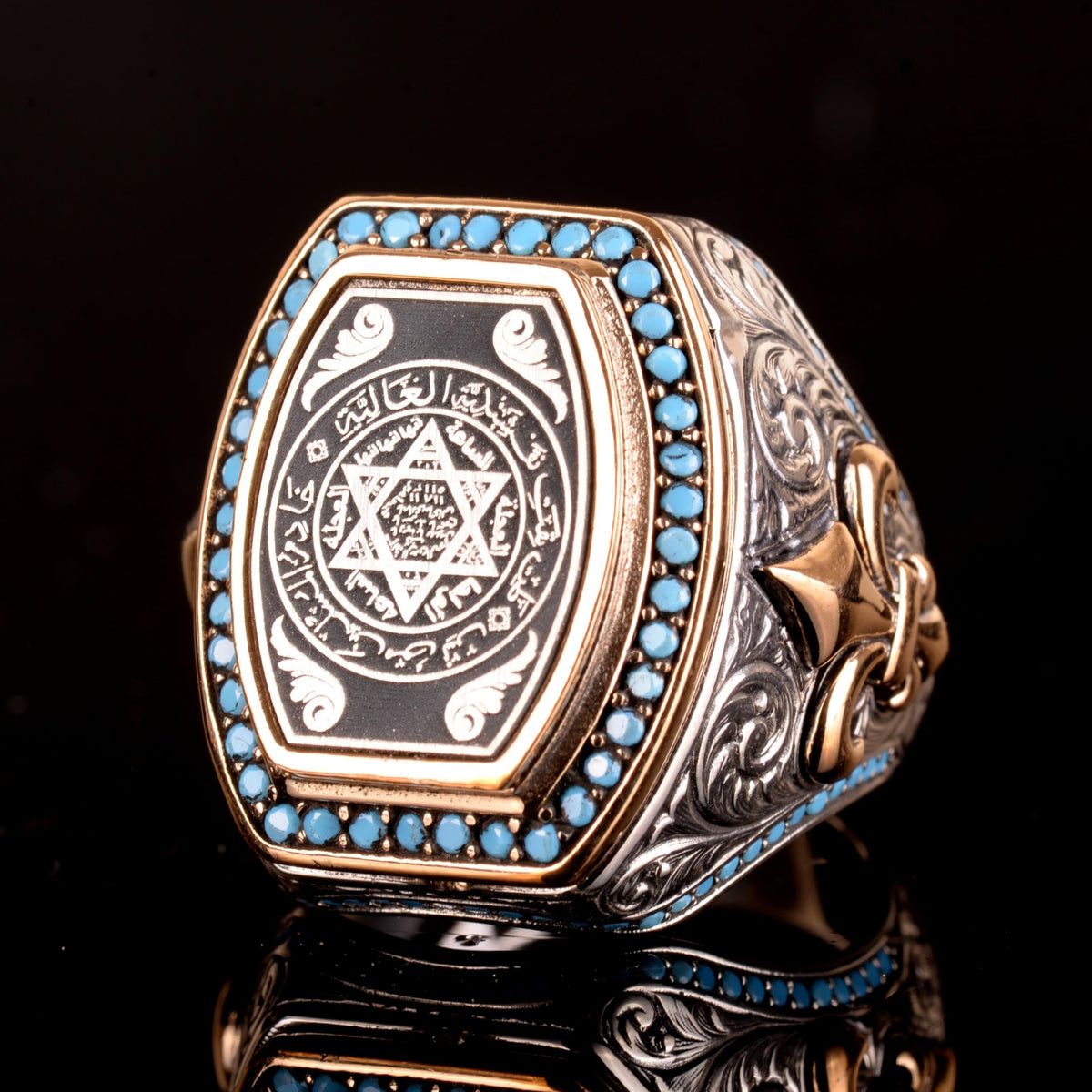Solomon Seal Ring, 925 Sterling Silver Men's Ring — 5