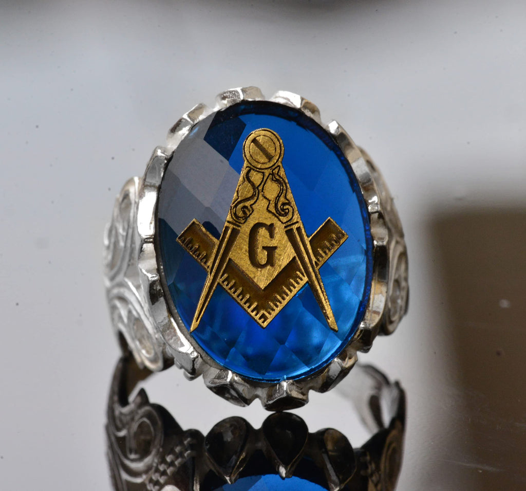 Men's Sapphire Mason Ring, 925 Sterling Silver Handmade — 5