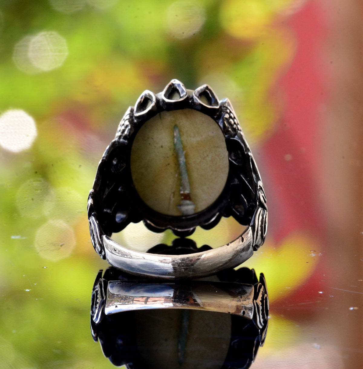 925 Sterling Silver Natural Arizona Turquoise Stone Men's Ring (Model-2) — 5