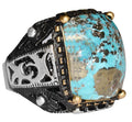Silver Ring - Slim Design with Natural Turquoise Stone