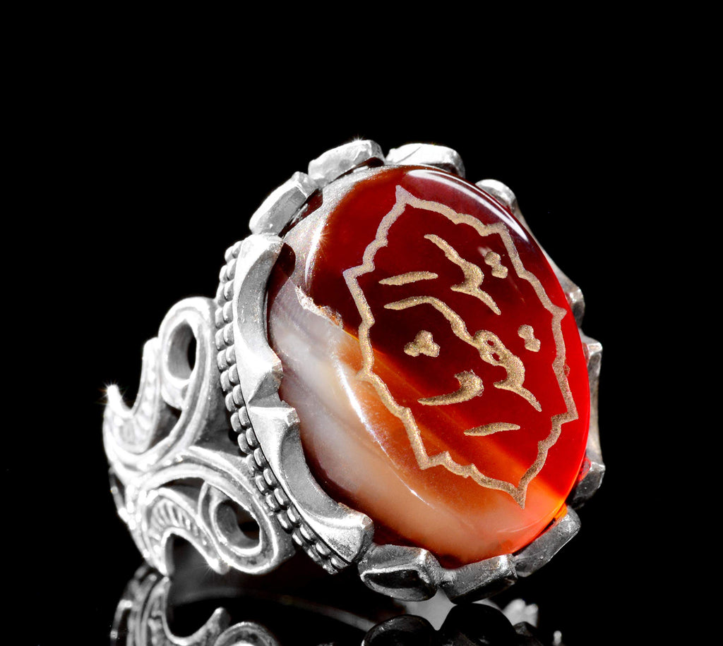 925 Sterling Silver Ring, Islamic Ring, Men's Ring, Natural Agate Stone (Model-5) — 2