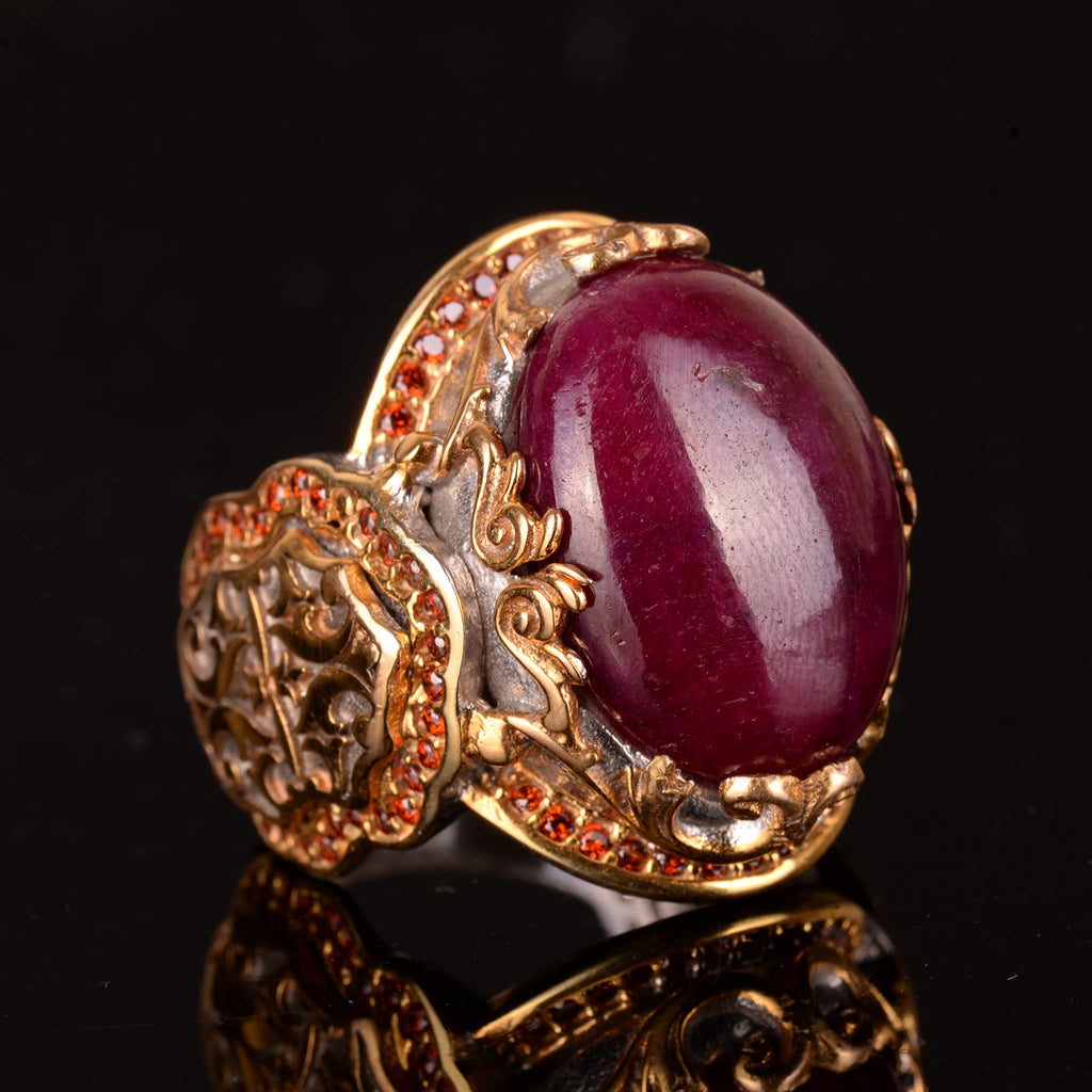 Natural Ruby Stone Ring, 925 Sterling Silver — 5