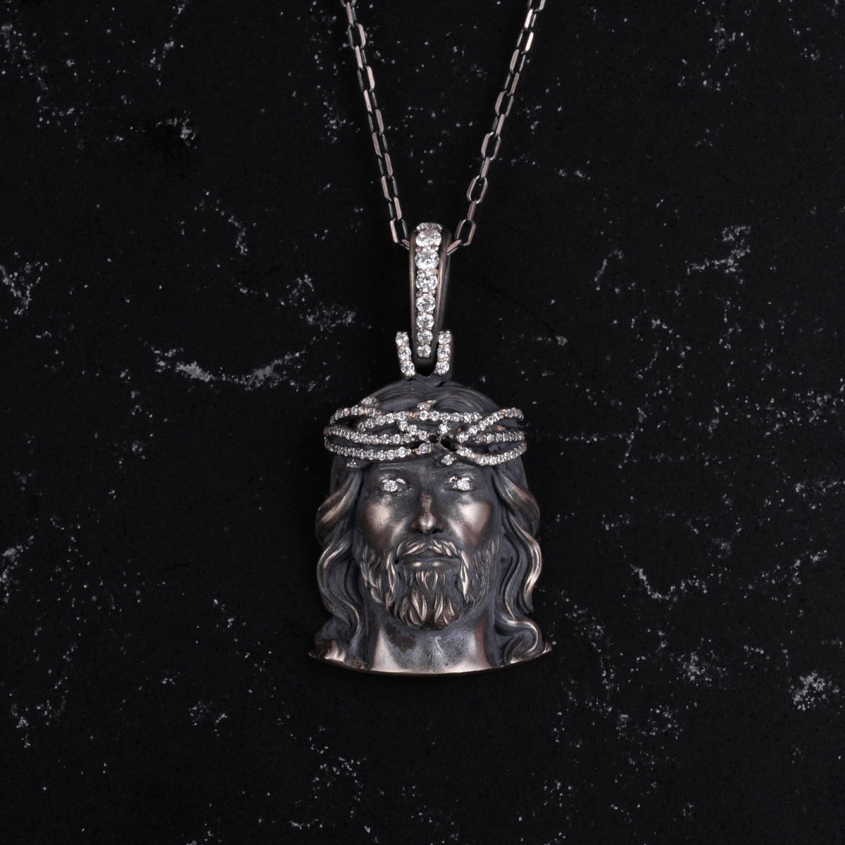 KAMBO Jesus Christ Necklace with Chain - 925 Sterling Silver Crown of Thorns Jewelry - Religious Statement Necklace for Men — 5