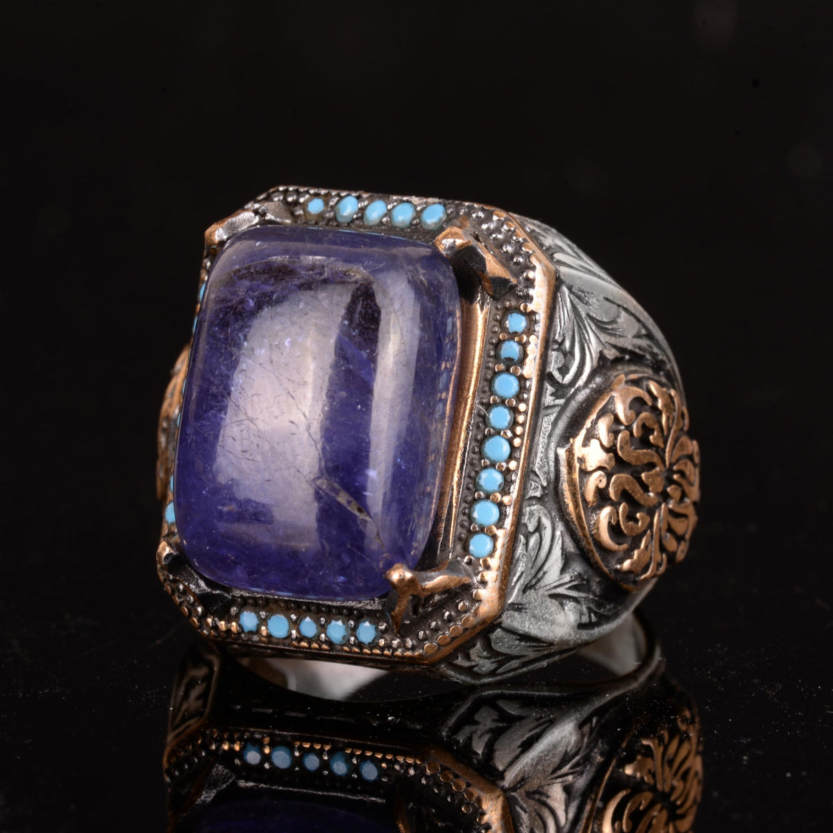 Natural Tanzanite Stone Ring, Handmade 925 Sterling Silver Ring — 5