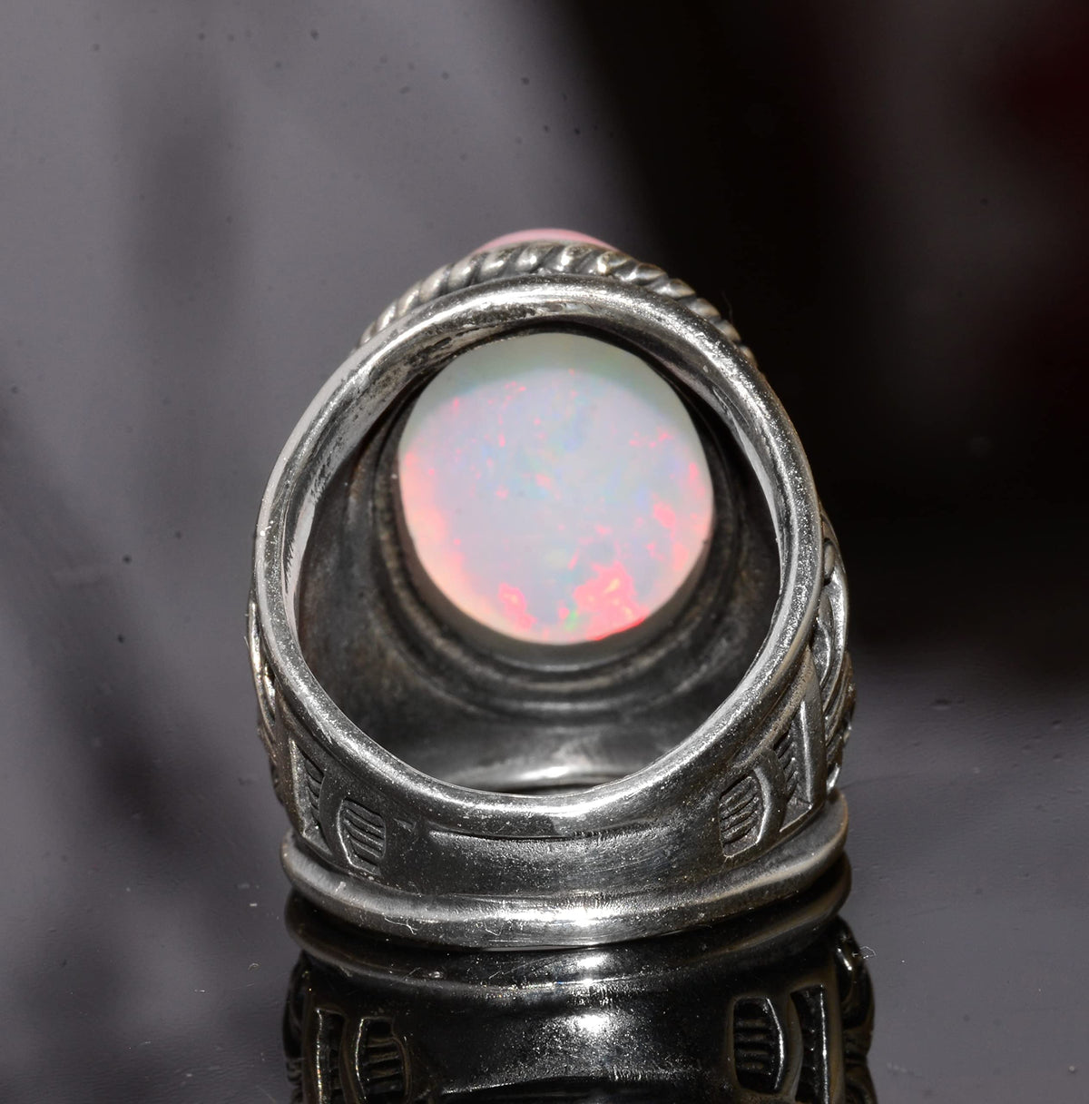 Real Natural Australian Opal 10.00 Carat Silver Ring — 8