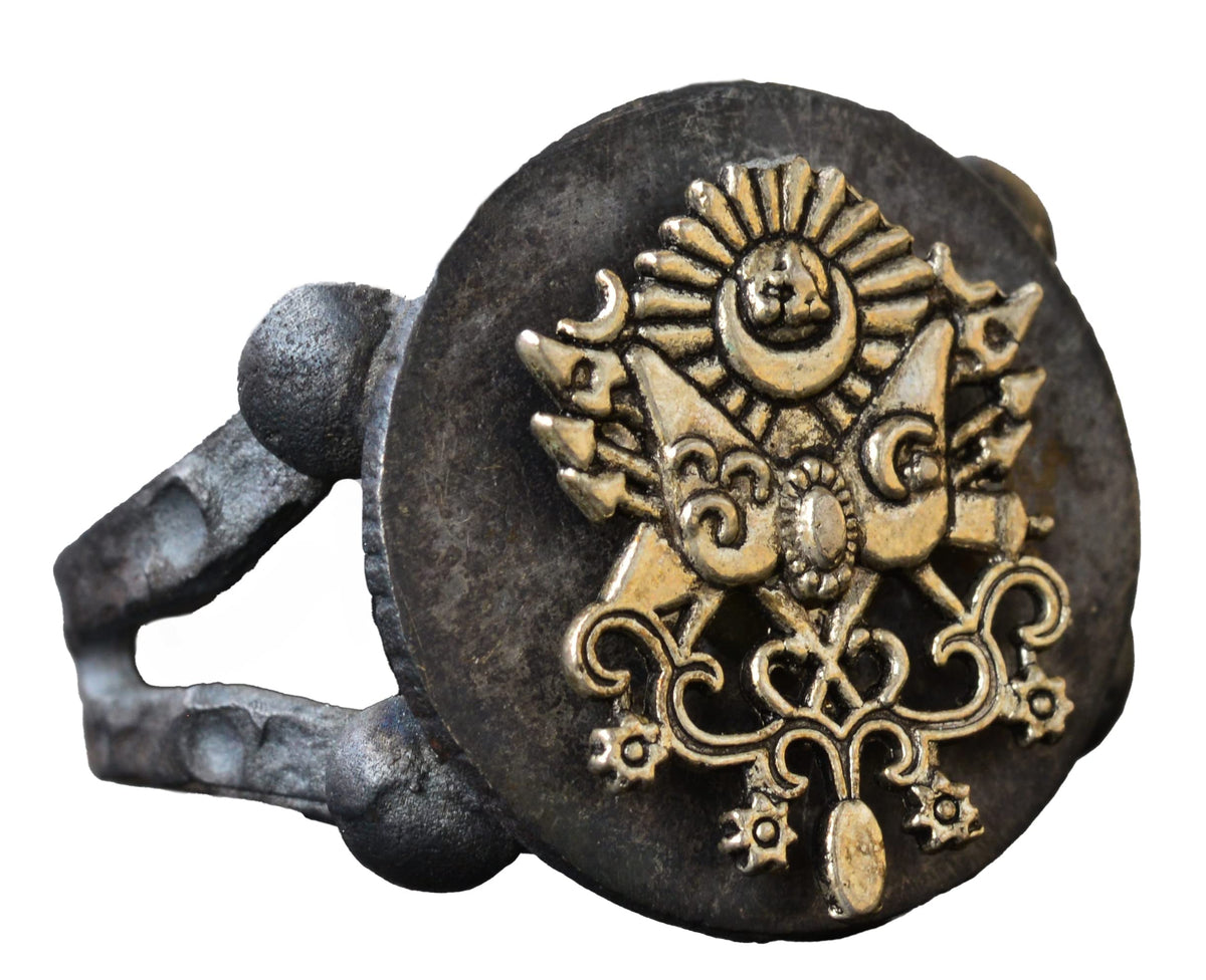 Ottoman Empire Signet Bronze Piece, Signet Ring, Men's Sterling Silver Ring